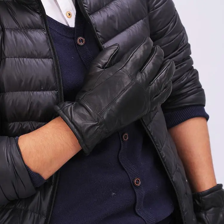 Новые мужские перчатки из овчины, перчатки из натуральной кожи для мужчин, зимние уличные теплые меховые утолщенные теплые лоскутные перчатки