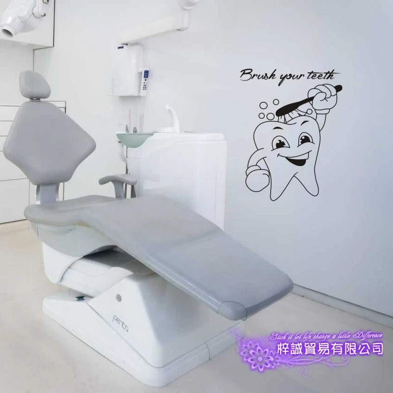 DCTAL Tooth Brushing Teeth Sticker Dental Clinic Dentistry Decal Bathroom Poster Vinyl Art Wall Decals Pegatina Decor Mural