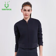 Vansydical женские Акцизы тренировочные куртки осень зима бег Одежда для йоги сетки фитнес тренажерный зал одежда короткий стиль XXL