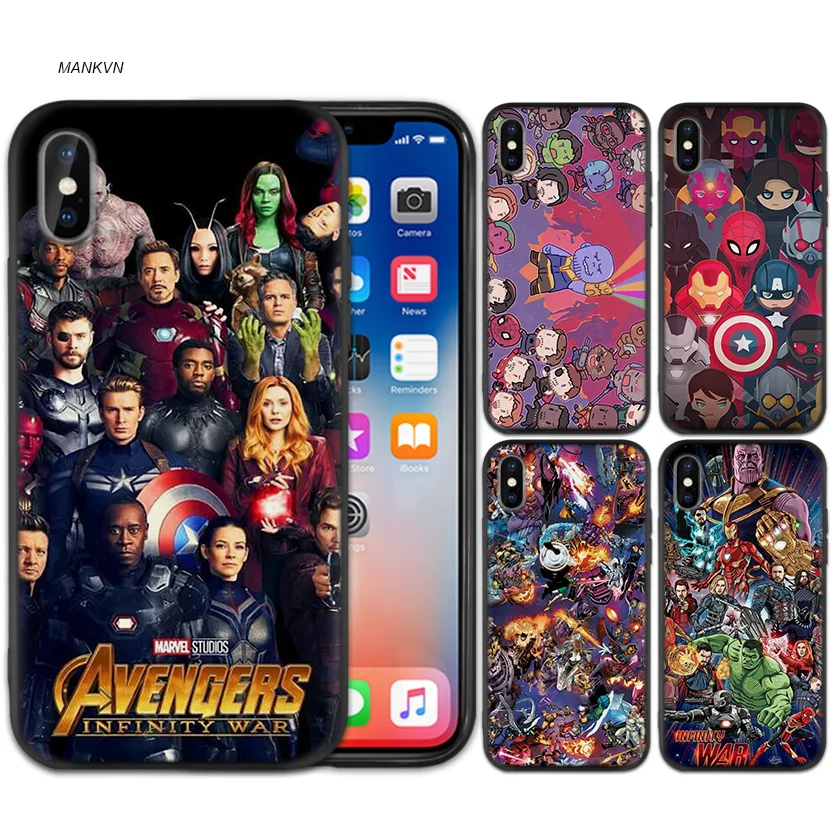 

Case Cover for iPhone XS Max X XR 6 6s 7 8 Plus 5 SE 5S Scrub Silicone Phone Cases Soft Marvel Superheroes