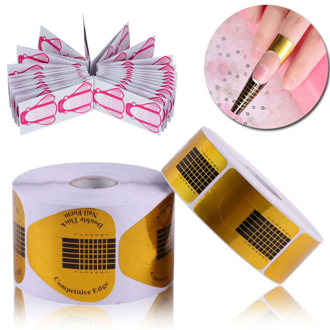 

100pcs phototherapy crystal armor extension paper tray gel finger nail extension UV gel polishing nail art paper care manicure