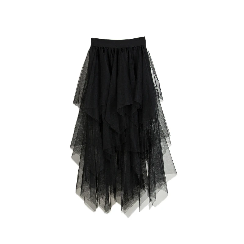 Irregular hem Gauze Patchwork Half Slip High Waist Petticoat Spring Summer