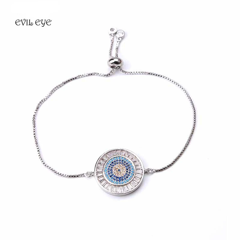 4 цвета классические evil eye Micro Pave CZ браслет Цвет ful Переключить-застежки кулон, браслет Модные украшения