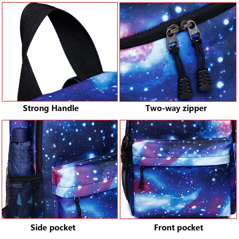 Men Canvas School Laptop Backpack Galaxy Star Universe Space USB Charging for Teenagers Boys Student Girls Bags Travel Mochila