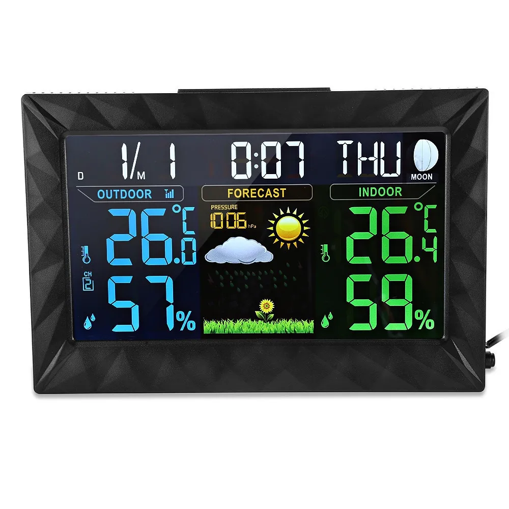 

Weather Station Wireless Thermometer Hygrometer Forecast Temperature Humidity Tester Clock Alarm Indoor Outdoor Probe