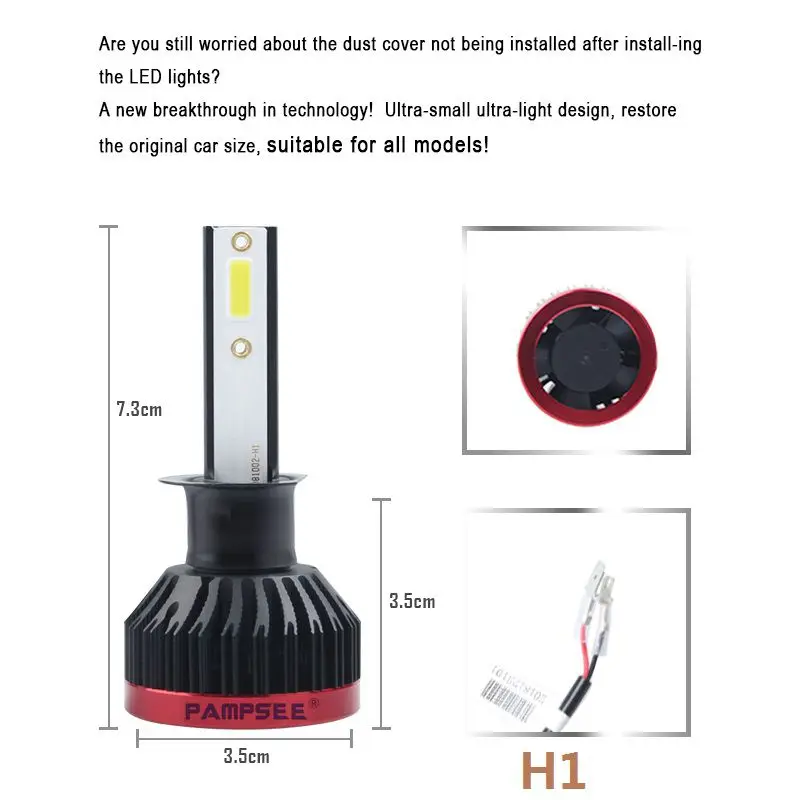 PAMPSEE P6 H4 H7 H11 H1 Автомобильные светодиодные лампы для фар 80 Вт LED 9005 9006 HB4 H3 COB фары 6000K