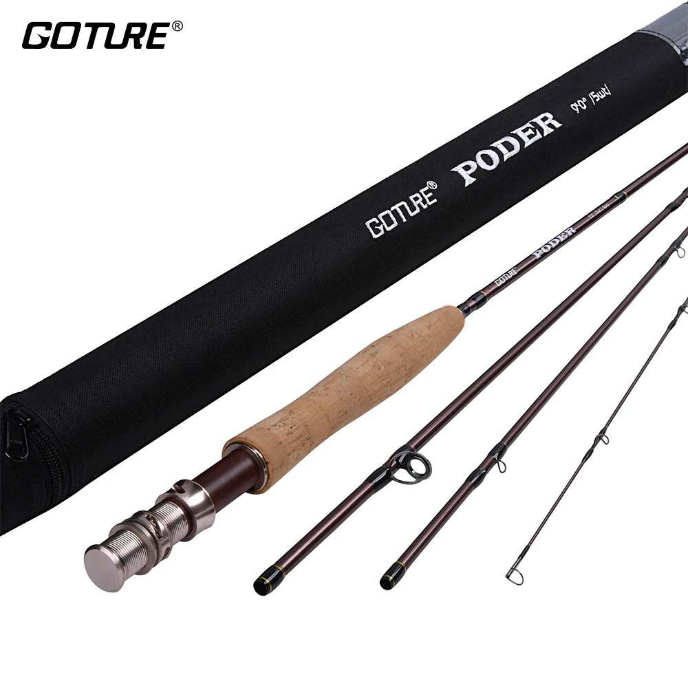 Vara de Pesca para Pesca com Mosca Fibra de Carbono Lidar com Pesca 30 + 36 Goture Poder 7 8 wt Truta Baixo Salmão t Voar Haste 9ft Cortiça Equipamento 4 – 5