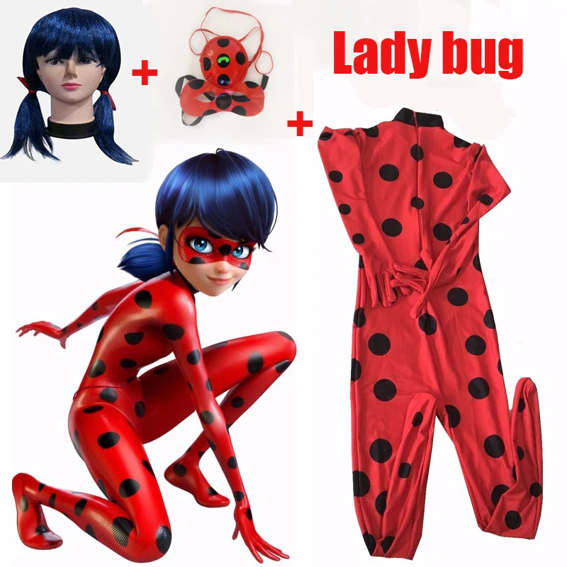 Горячая фильм фантазия спандекс Lady bug костюмы для детей и взрослых Хэллоуин вечерние Косплэй сумка для костюмов Девочка Божья коровка