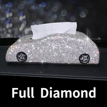 Роскошный автомобильный тканевый ящик со стразами и бриллиантом, авто держатель для салфеток, блок-тип, коробка для салфеток, автомобильный Стайлинг, кристалл, украшенная крышка