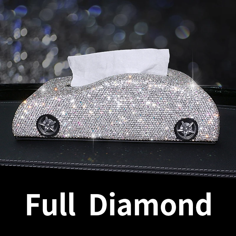 

Luxury Car Tissue Box Rhinestone Diamond Auto Tissue Holder Block-type Tissue Box Car Styling Crystal Diamante Bling Cover