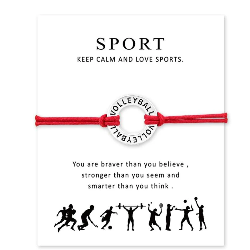 

Volleyball Charms Bracelets Adjustable Wish Card Bracelets Fashion Leather Bracelet Jewelry