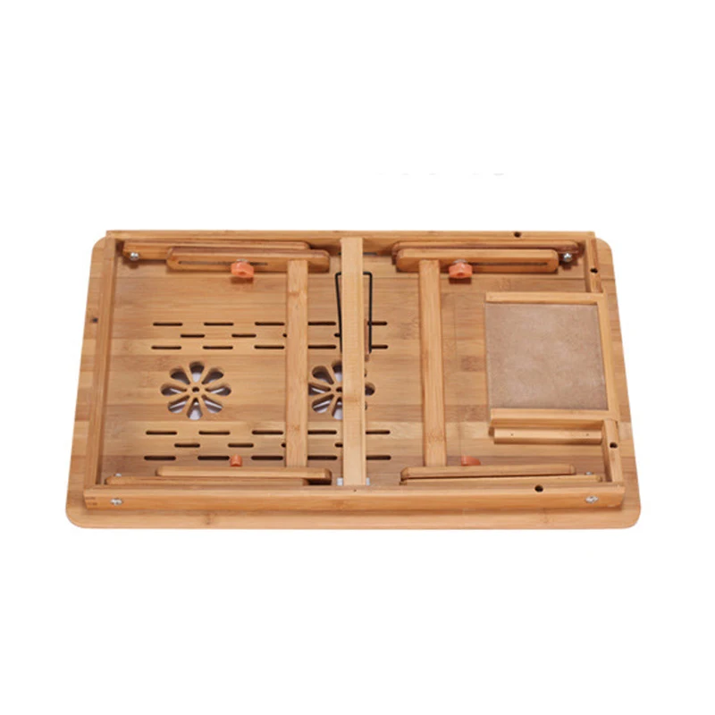  Ergonomics Adjustable Laptop Desk with USB Cooling Fan for Lap Table Bamboo Foldable Breakfast Serv