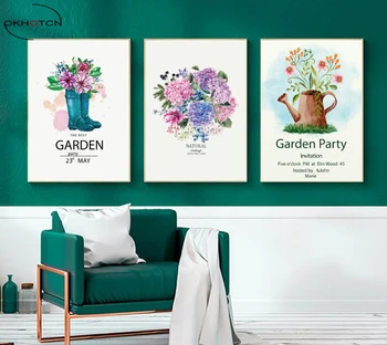 

Garden Party Flower Vase Art Print Poster Nursery Wall Picture For Kids Room Nordic Home Decor 3 Pieces/Set Painting