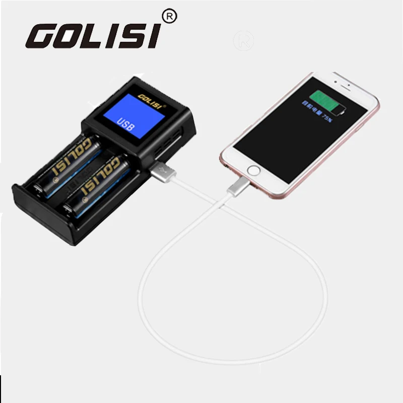 

Golisi S2 2.0A Battery Charger Support Phone Charging AA AAA Rechargeable Battery Chargers for 18650 20700 26650 Li Ni Batteries