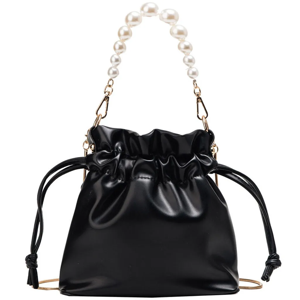 

Maison Fabre Summer Chain Small Bucket Bags Woman New Trend Pearl String Shoulder Bags Ladies PU leather Luxury Messenger Bags