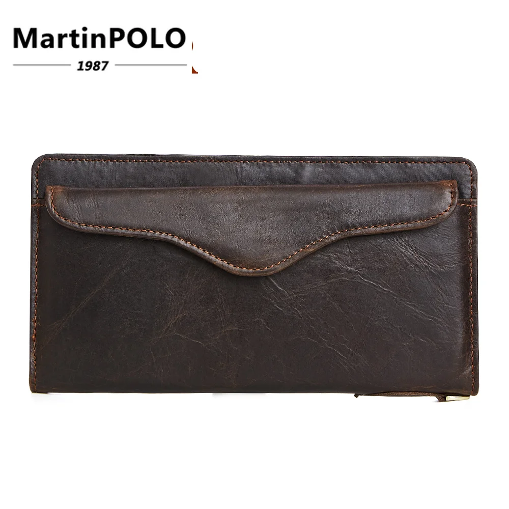 

2019 Wallet Men Leather Genuine Solid Men Wallets Leather Coin Purse Hasp Vintage Card Holder Long Carteira Masculina New J2050
