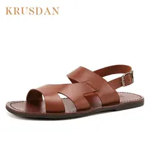 Лидер продаж Летние босоножки из натуральной кожи, фирменные качественные дешевые пляжные мужские босоножки, тапочки Для мужчин повседневные сандалии;