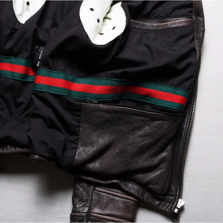 de couro genuíno moda motocicleta jaquetas grossas casacos inverno S-5XL