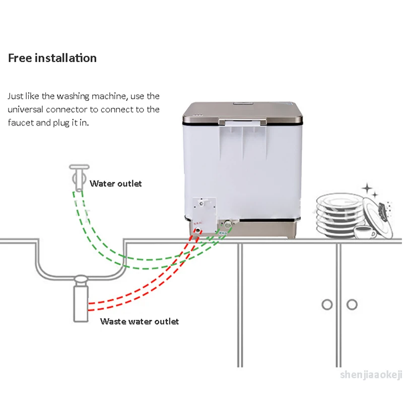 Cheap Dishwasher kitchen dishwash machine high temperature sterilization Dishwasher Machine automatic desktop dish washing 220V 5