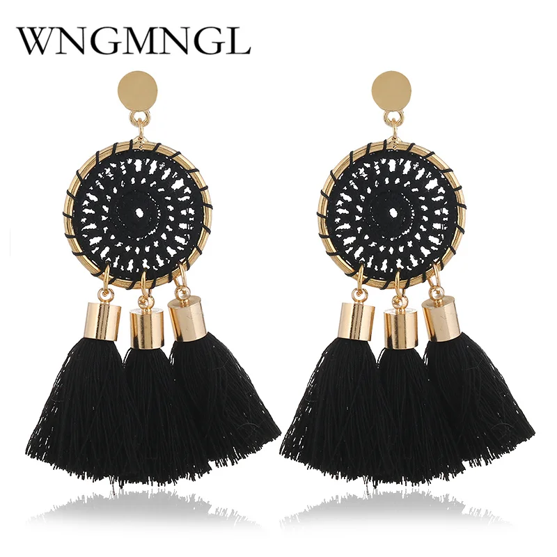 

WNGMNGL Fashion Red Pink Long Tassel Earrings 2018 Women Earring Female Fringed Statement Drop Earring Dangle Jewelry Brincos