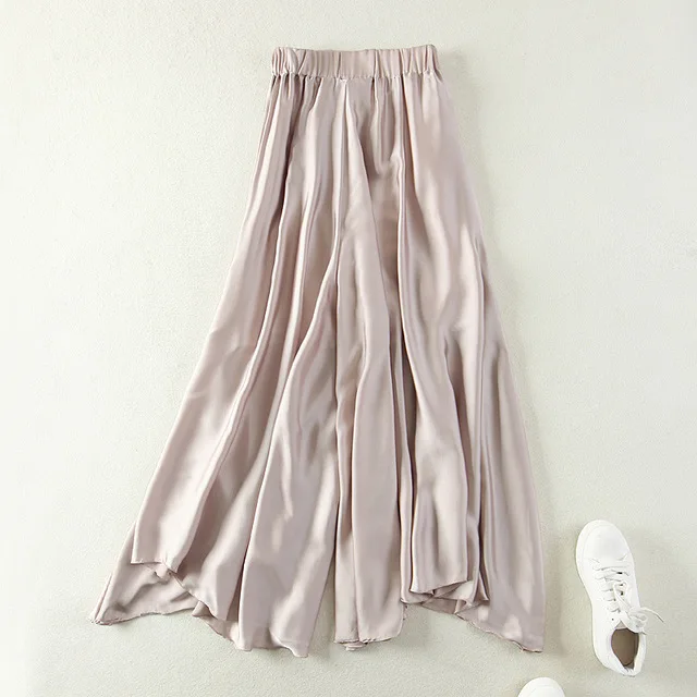 European and American women's clothing large skirts elastic waist wide leg pants blended cool skin nine pants European and American women's clothing large skirts elastic waist wide leg pants blended cool skin nine pants