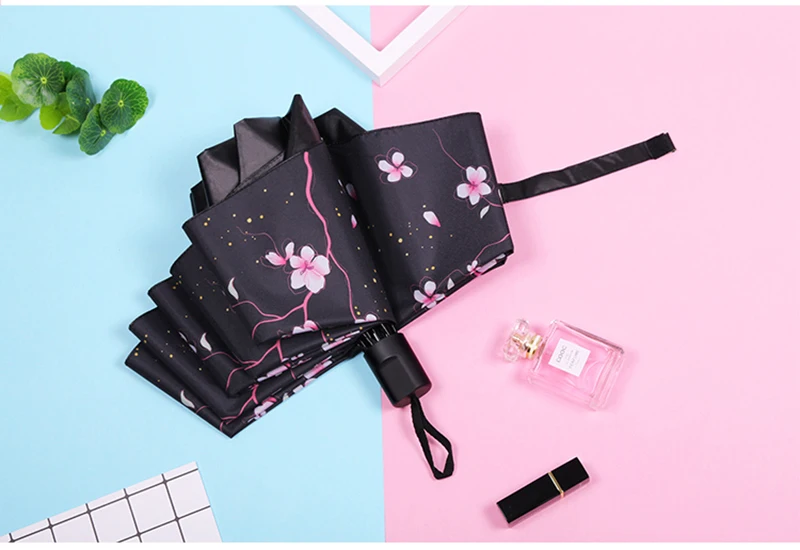 Sakura small fresh ins girl heart folding goddess umbrella dual-use female sun umbrella wpc sunscreen UV protection23