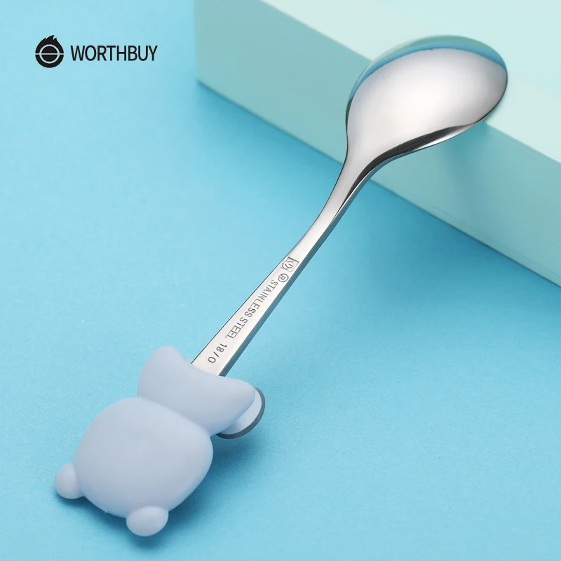 WORTHBUY Милая кошка чайная ложка для детей мультяшная кофейная из нержавеющей стали