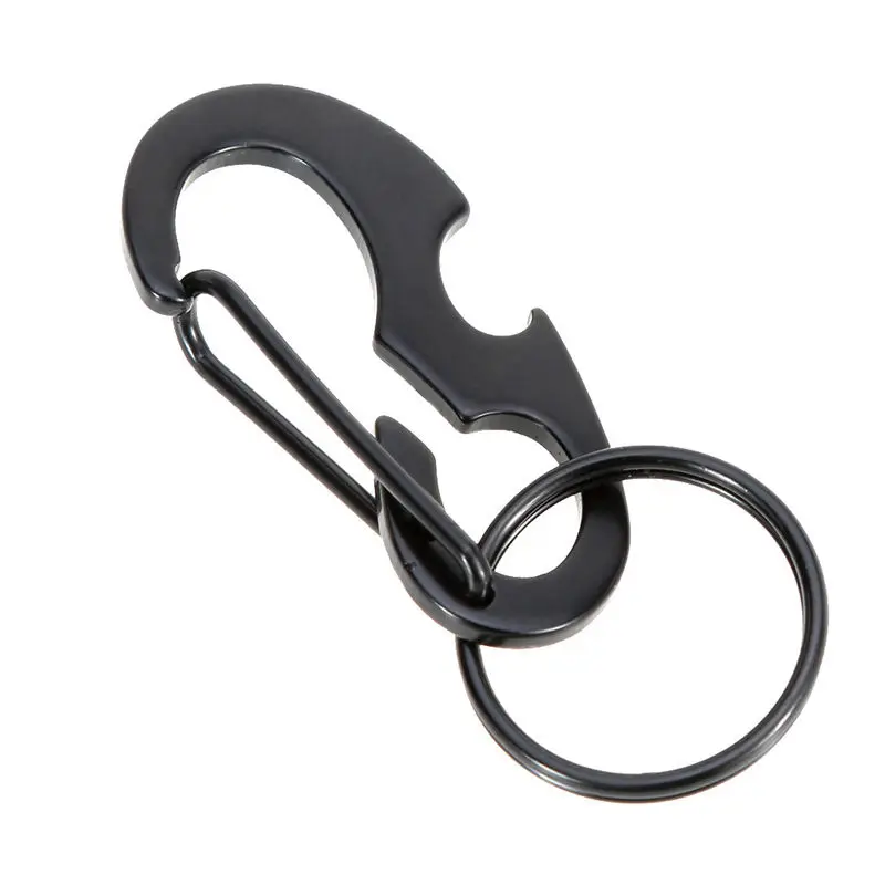 

1PC Multi Functional Black D-ring Carabiner Beer Bottle Opener Key Chain