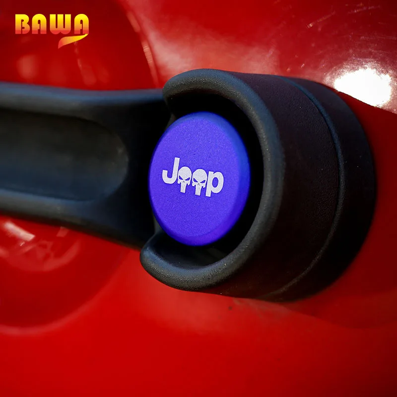 Наклейки BAWA на кнопки дверной ручки для Jeep Wrangler JK 2007 2017 из алюминиевого сплава