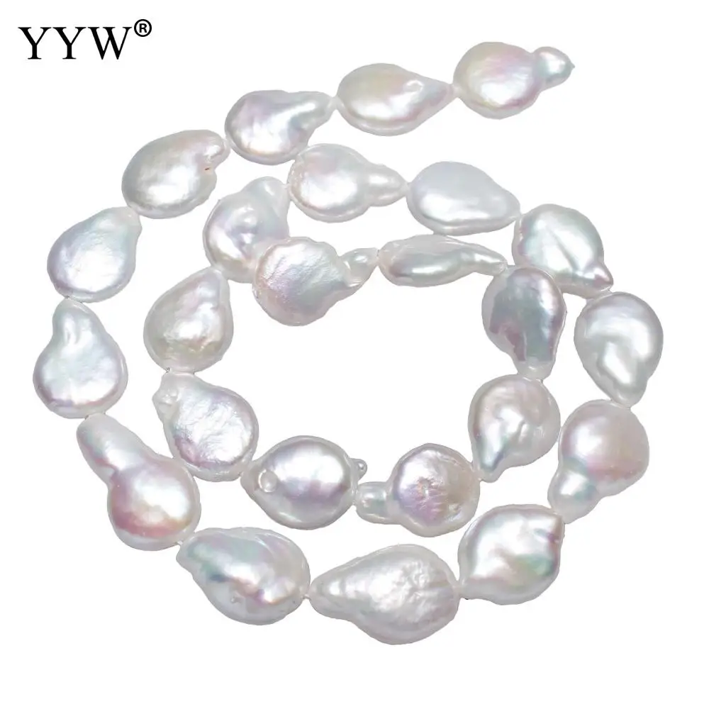 

12-13mm White Cultured Baroque Freshwater Pearl Natural Stone Beads for DIY Necklace Bracelets Jewelry Making Loose Strand 15"