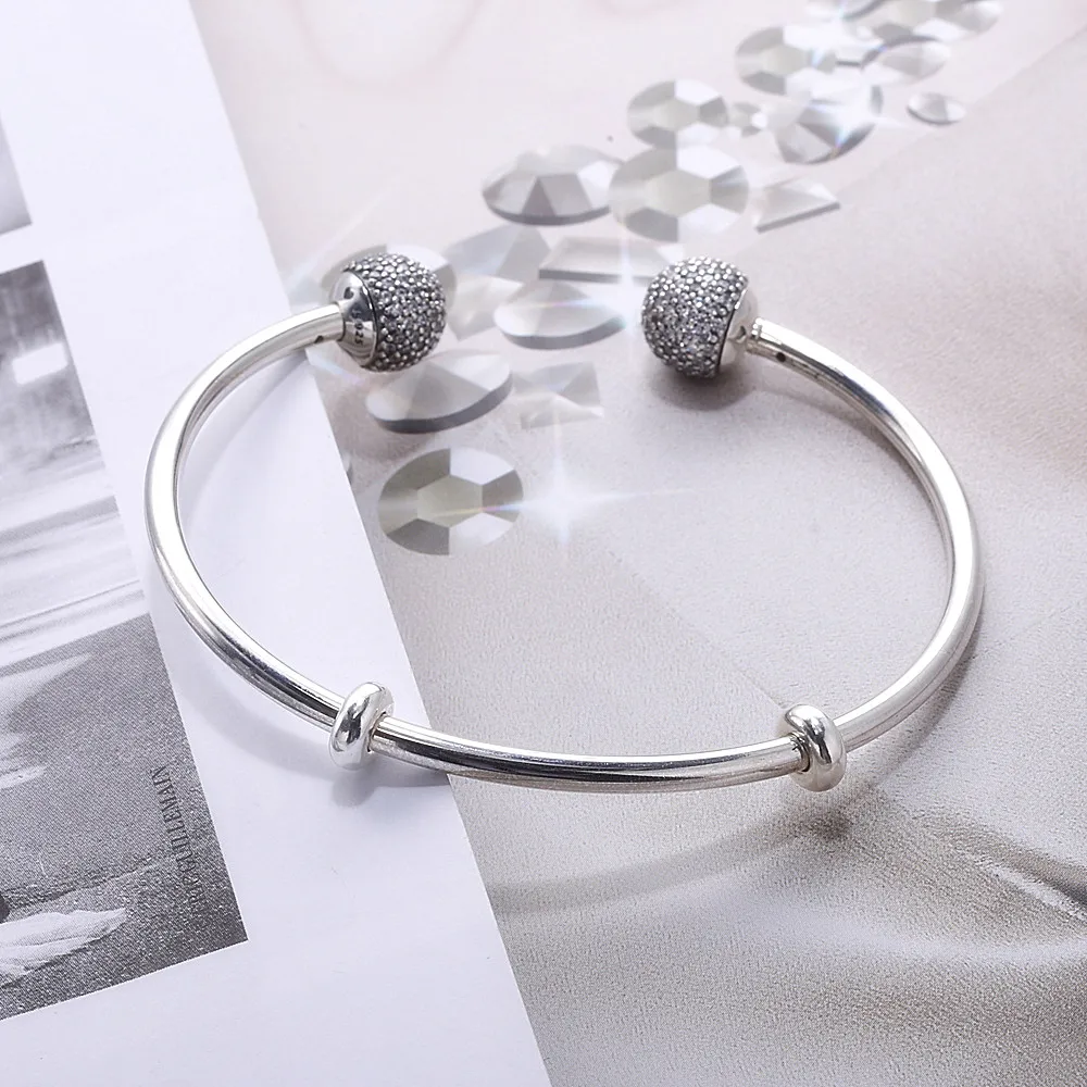 Lovecabin Аутентичные 925 пробы серебряные Открытые Браслеты и браслеты женские браслеты с винтовым камнем для женщин ювелирные изделия из стерлингового серебра