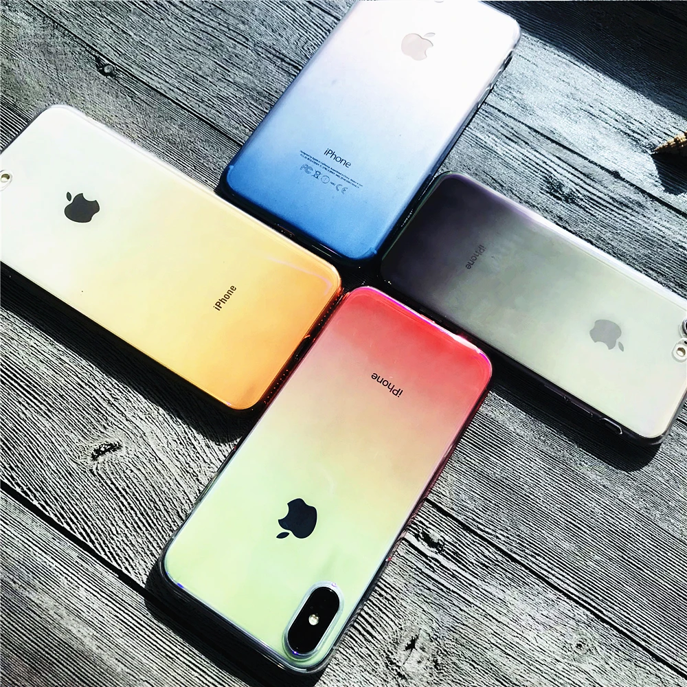 Colorful Blu-ray Gradient Phone Case For IPhone 6 6s Plus Transparent Ultra Thin Soft TPU Back Cover Capa Conque |