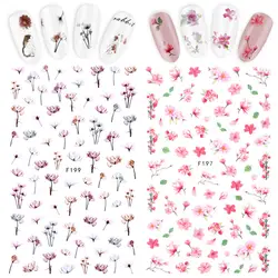 1 лист ногтей Стикеры Цветок Клей DIY маникюр ползунок ногтей Книги по искусству Советы украшения наклейки милые