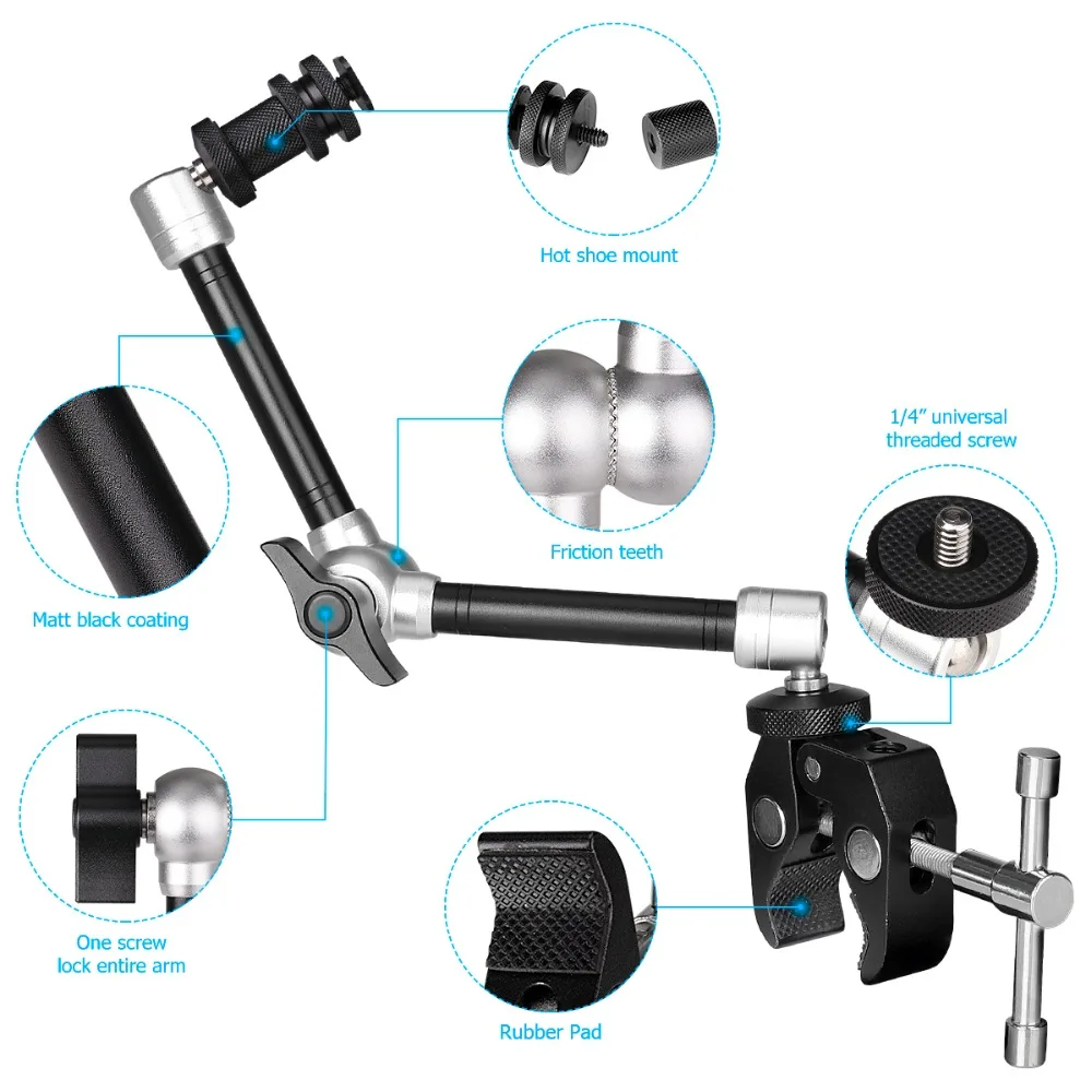 Fantaseal Magic Arm Clamp Mount Holder Articulating Israeli Friction Bracket Kit for iPhone XS MAX XR X 8 7 6 Plus Mobile Phone (3)