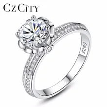 CZCITY, Новое поступление, Женское Обручальное кольцо для женщин, Настоящее серебро 925 пробы, сверкающий циркон, камень, кольца на палец для невесты