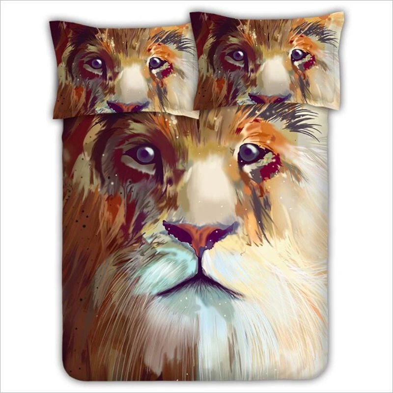

inzra fashion series textile 3d watercolor lion head bedding four sets of cotton brushed printing