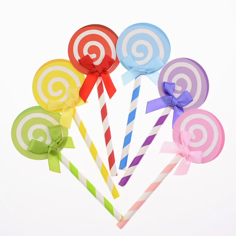 

6pcs/lot Happy Birthday Colorful Lollipop Cake Topper Flags With Bowtie Baby Shower Birthday Wedding Party Cake Baking Decor