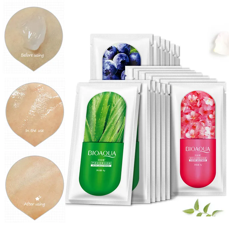 

2pcs Aloe Face Jelly Sheet Mask Deep Moisturing Cherry Hydrating Facial Mask Refine Sleep Cosmetic Masks Skin Care Prevent Aging