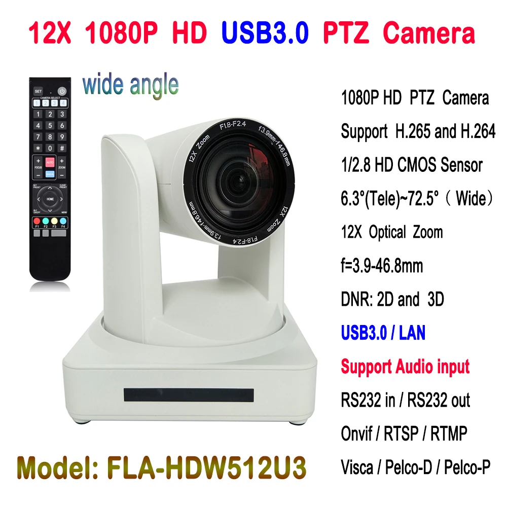 12X USB 3,0 PTZ 1080 P видеоконференции 1080 P 60fps H.265 RJ45 IP Камера 2MP белый цвет