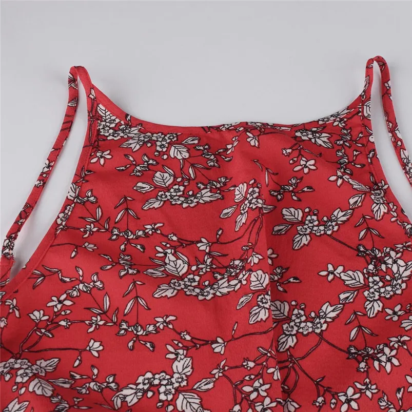 Jumpsuit Women Red 2019 Jumpsuit Floral Sleeveless Backless Playsuit Ladies Summer Beach Shorts Jumpsuits combishort H01 (6)