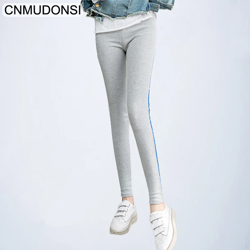 High Quality Leggings Red and Black Side Stripes Women