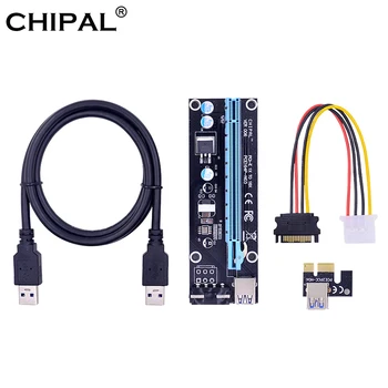 

CHIPAL 10PCS 1M PCI Express PCI-E Riser Card PCIe 1X to 16X Adapter USB 3.0 Cable SATA 4Pin Molex Power for Bitcoin Miner Mining