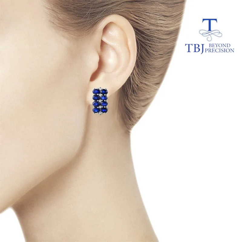 TBJ,natural gems sapphire jewelry set Rings and earrings 925 silver fine jewelry suitable for women wedding or anniversary wear