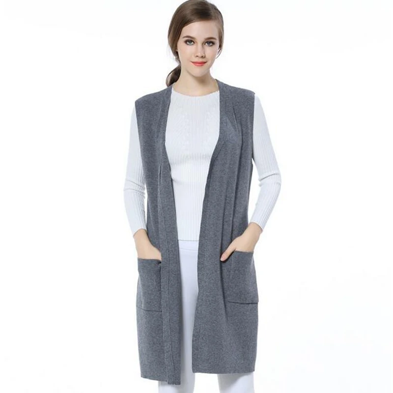 Knitbest''Windbreaker Loose Sleeveless Long Vests Jacket