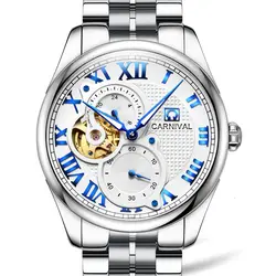 Швейцария Элитный бренд часы для мужчин карнавал часы для мужчин Скелет световой сапфир reloj hombre водонепроница для мужчин s часы C8718G-3