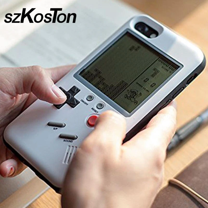 Gameboy Case Cover Tetris Phone Cases for iPhone X 6 plus 6s 7 7plus 8 8 plus Play Blokus Game Console Protective Cover