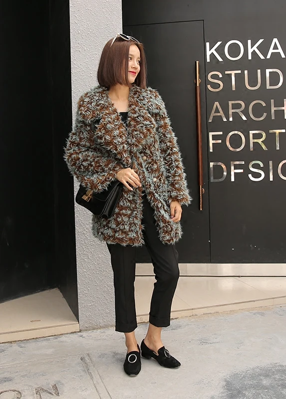 Section Revers Longue Marron En Hiver Arrivée 2018 Couleur La Gilet Dans Manteau Loisirs Cheveux Hit De Fourrure Nouvelle Femme Peluche Imitation Agneaux Fille TxwqT67P