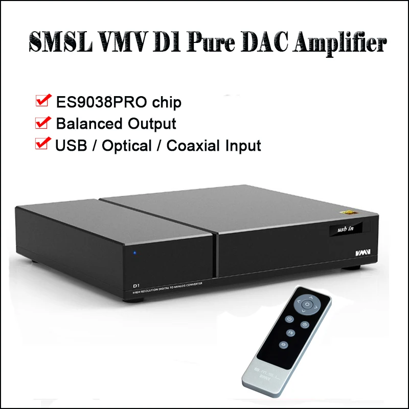 

SMSL VMV D1 Desktop USB DAC Audio Amplifier Decoder DAC ES9038PRO DSD DAC Amplifier Balanced output Decodificador