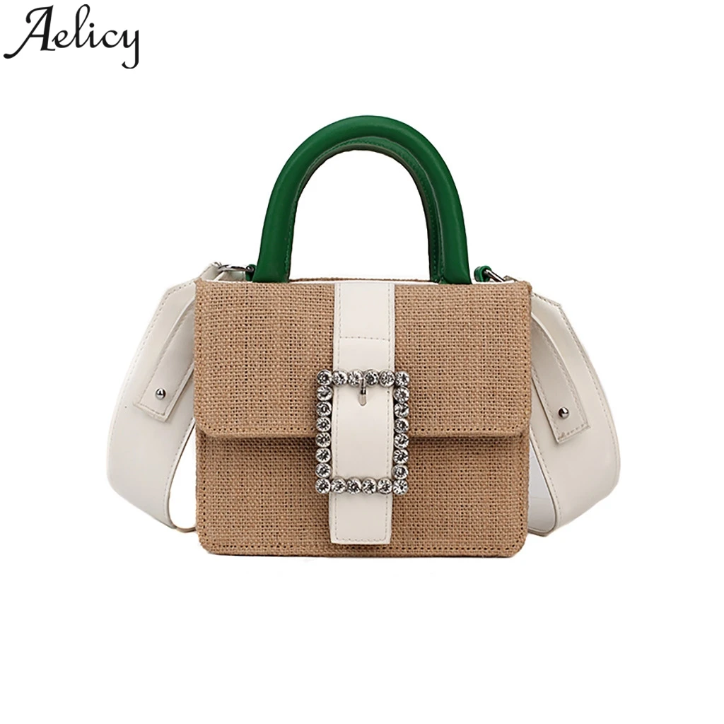 

Aelicy Fashion Summer Lady Contrast Woven Leather Vintage Tote Envelope Bag Luxury Handbags Women Bags Designer Brand Famous