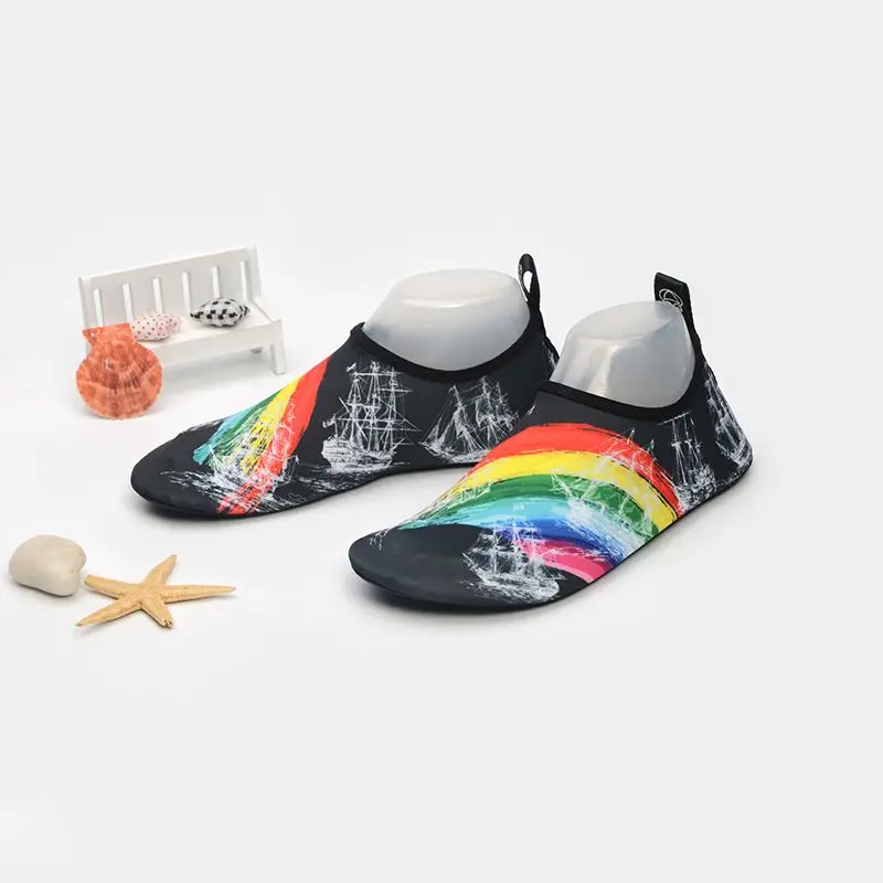 Для мужчин и Для женщин с принтом радуги водонепроницаемая обувь босиком пляж бассейн обувь Quick-Dry Аква-Йога носки для серфинга Плавание